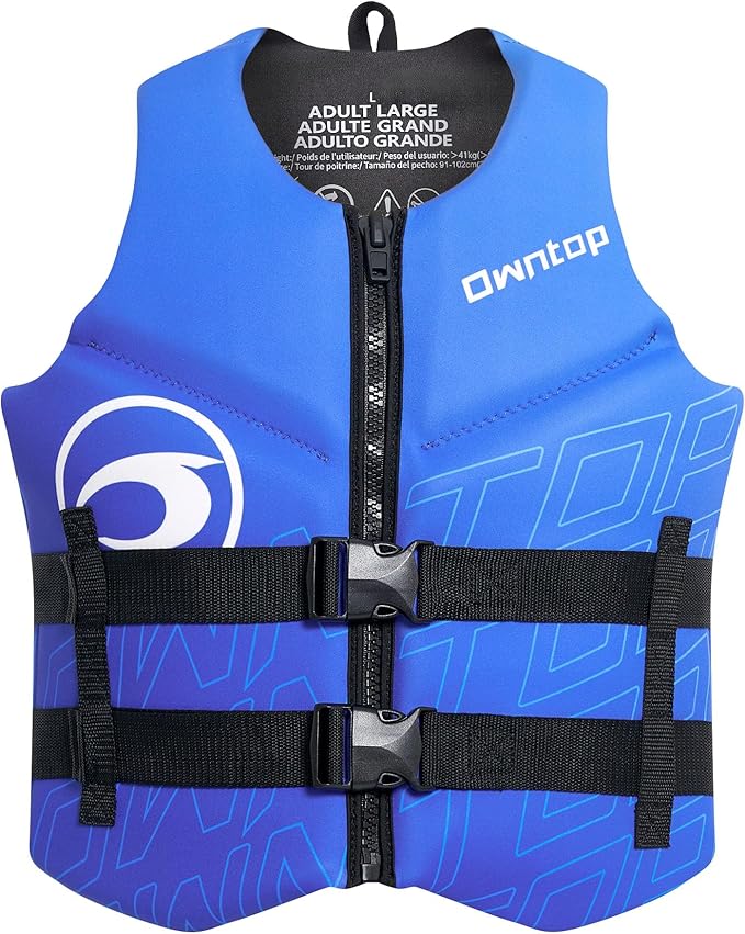 Owntop Swim Vest Adult Water Sport Vest Neoprene Floaties for Swimming, Boating, Kayaking, Fishing | Adjustable Zipper Dual Buckle Foldable Buoyancy Jacket