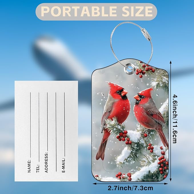 Red Cardinals on Snowy Branches Set of 2 Luggage Tags