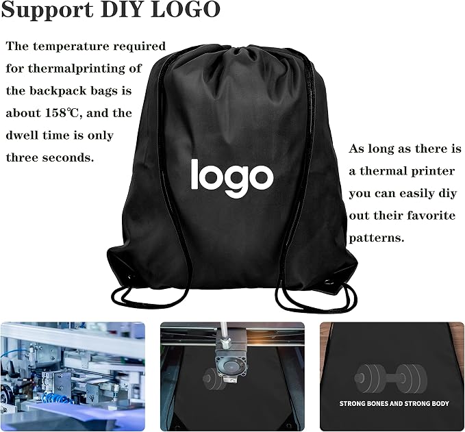 10Pcs Black Drawstring Backpack Bags Sack Pack Cinch Tote Sport Bulk Storage