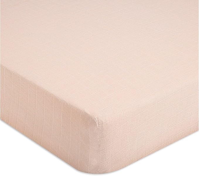 Crane Baby Cotton Sateen Fitted Sheet, Desert Rose, Soft Cotton Crib Sheets