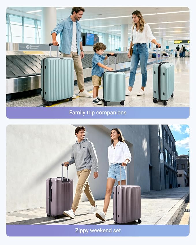 LIGHT FLIGHT Luggage Sets, Durable Hard Shell 3 Piece Set Suitcase