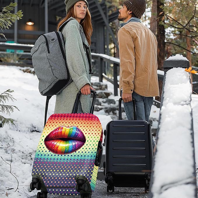 ANNA QUEEN Pop Art Rainbow Lips Luggage Cover, Colorful Suitcase Protector