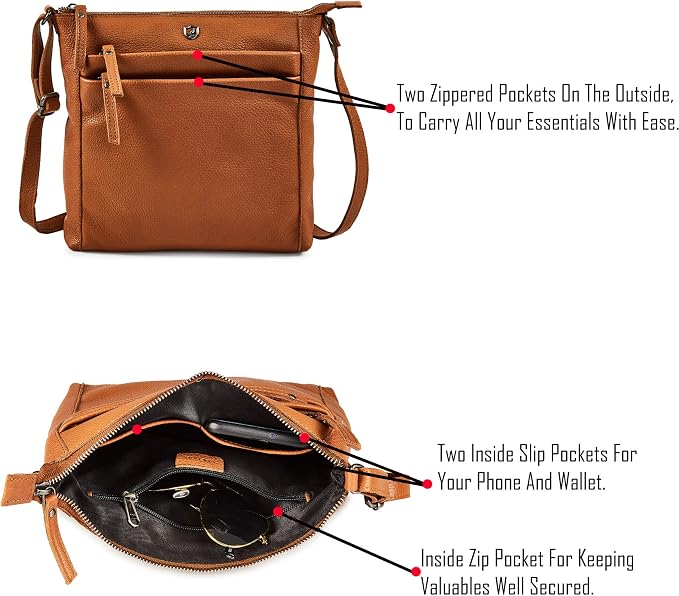 Small Soft Genuine Leather Crossbody Purse Women’s Sling Crossover Shoulder