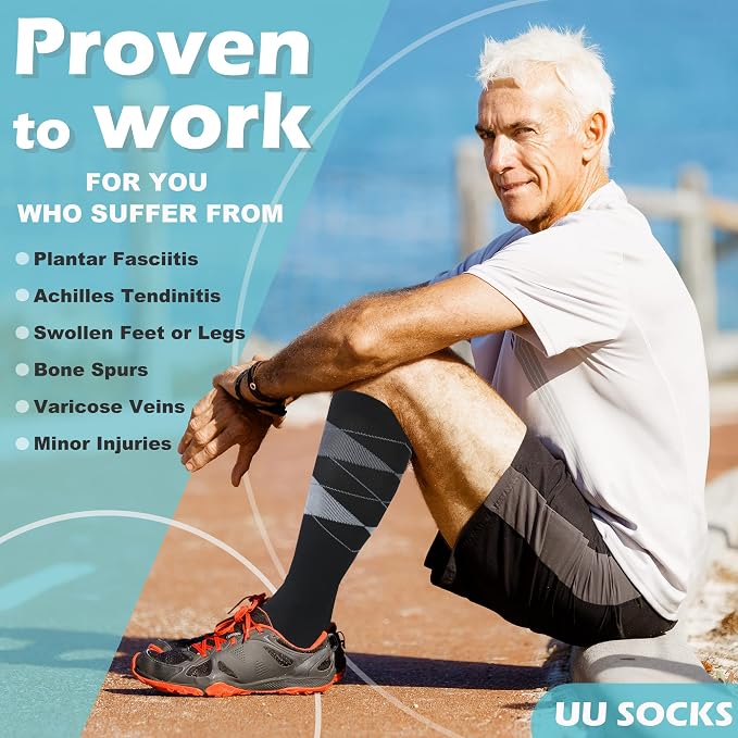 Medical Compression Socks for Women and Men 3 Pairs 20-30 mmHg Knee High