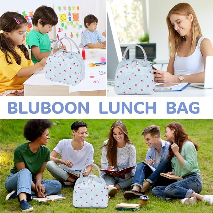 Bluboon Lunch Bag for Women Men Cute Corduroy Lunch Tote Bags Reusable