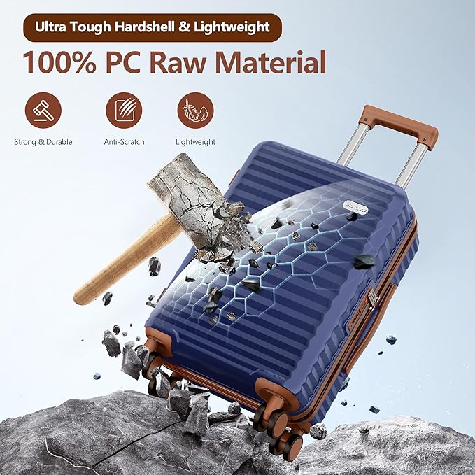 SHOWKOO Luggage Sets 3 Piece Hardside Expandable Suitcase
