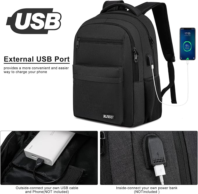 School Backpack for Teen Boys 15.6 Inch, USB Charging Port & Anti-Theft Water