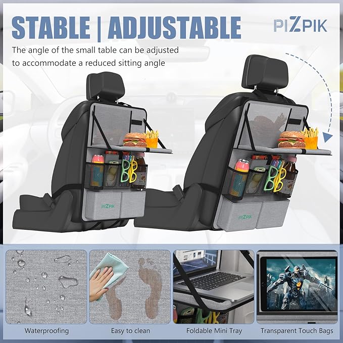 Car Backseat Organizer with Tablet Holder, 11 Storage Pockets with Foldable
