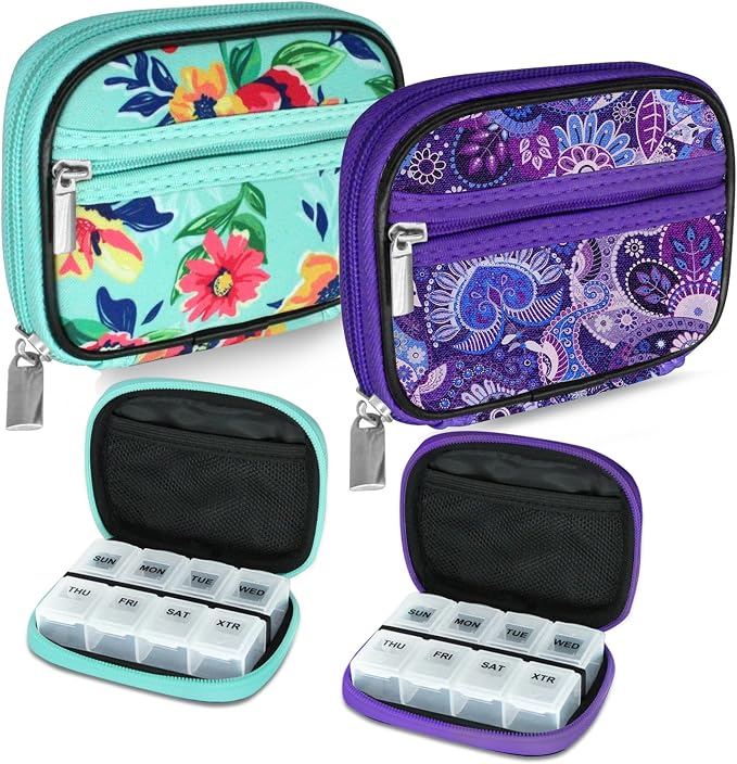 Serfeymi Weekly Travel Pill Organizer Pill Case