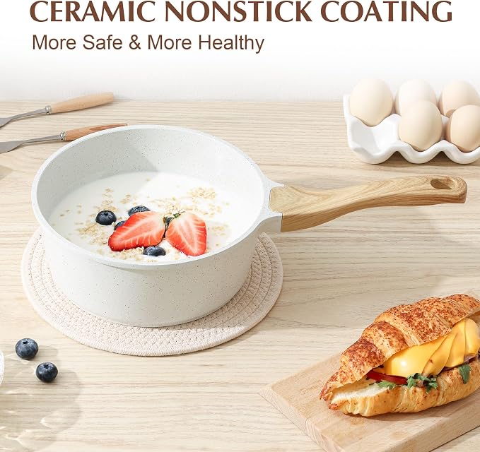 SENSARTE White Ceramic Nonstick Saucepan