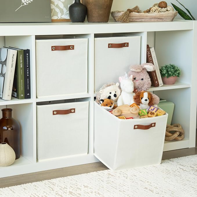OrganiHaus White 12x12 Fabric Storage Bins