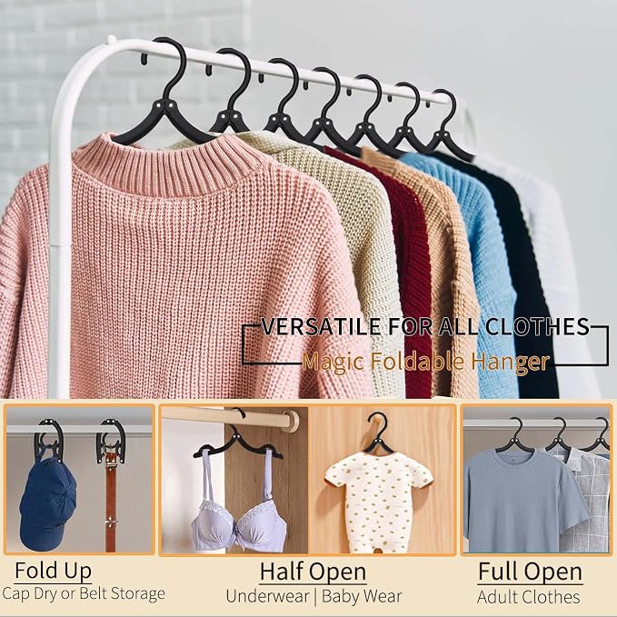24 Pcs Black Travel Hangers Foldable