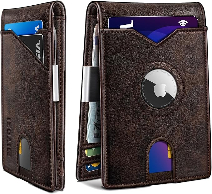 Airtag Wallet for Men, with Money Clip 11 Cards Slim Front Pocket Leather RFID