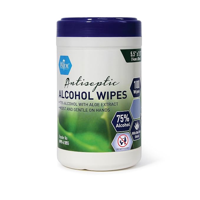 MED PRIDE Alcohol Based Disinfectant Wipes, 100 Pack,