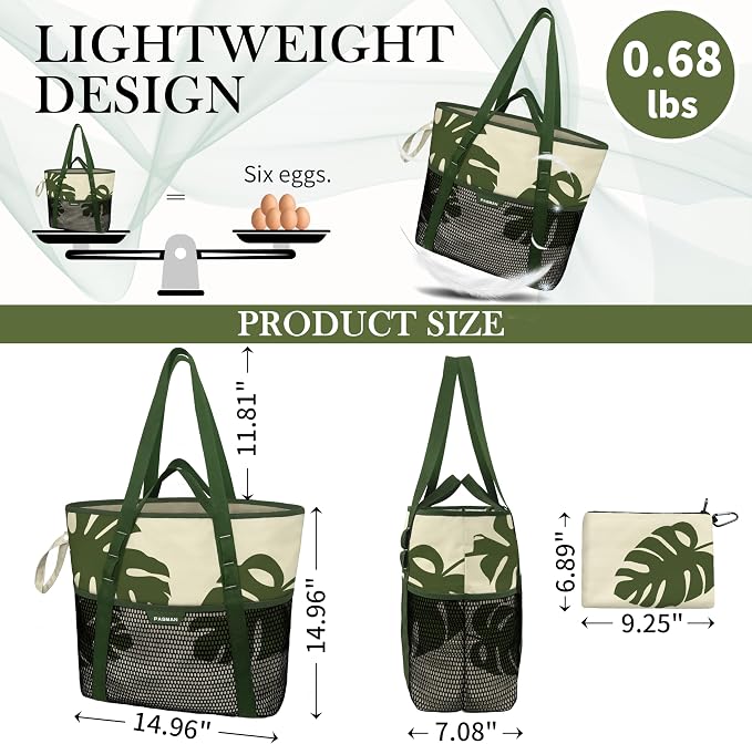 Beach Bag with Zipper