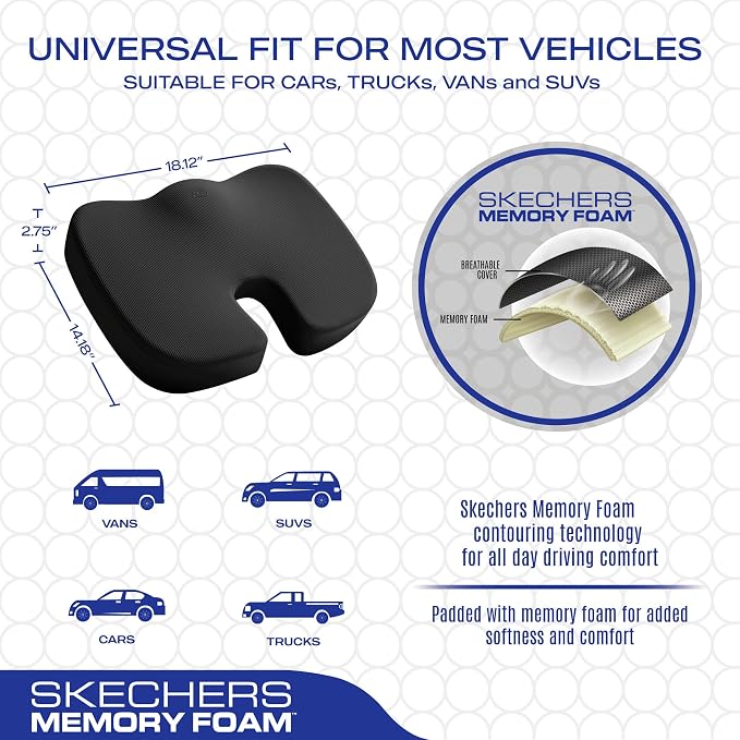 Skechers Memory Foam Seat Cushion, Office Chair Cushion