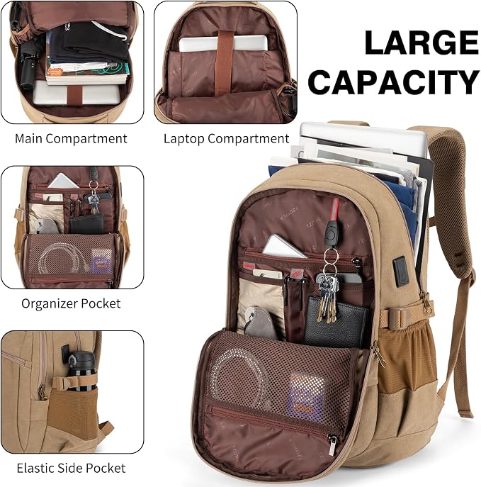 Tzowla Vintage Canvas Laptop Backpack