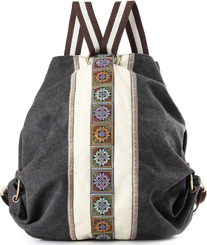 Goodhan WomCanvas Backpack Daypack Casual Shoulder Bag, Vintage Heavy-duty