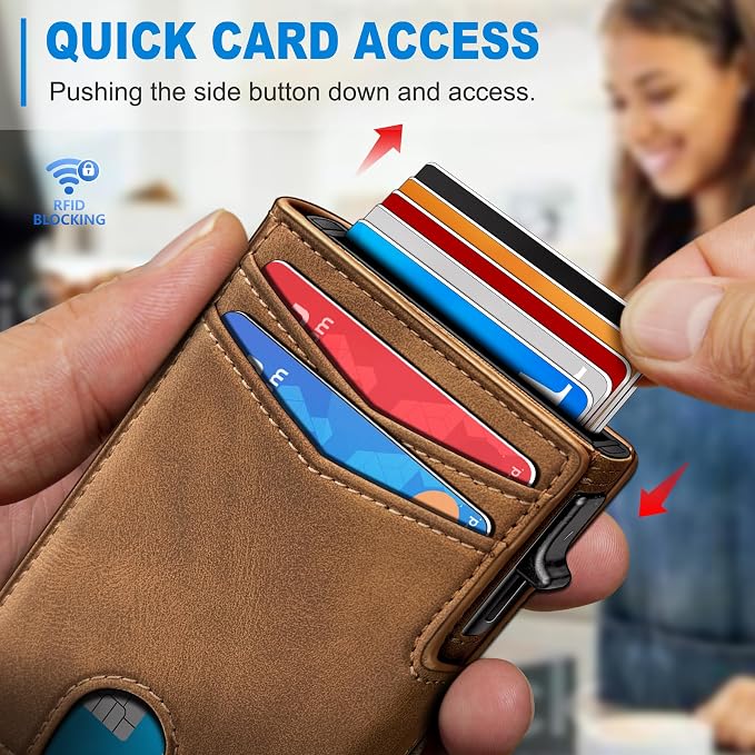 Men Wallet, with Money Clip Coins Pocket ID Window, Slim Front Pocket RFID