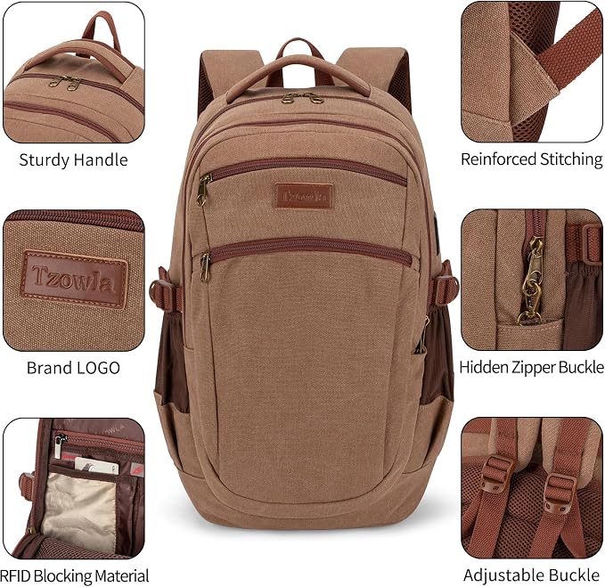 Tzowla Vintage Canvas Laptop Backpack