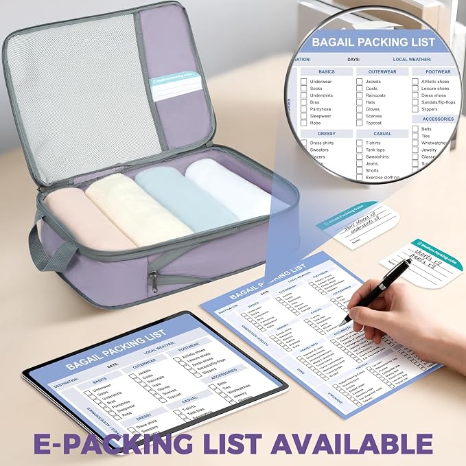 BAGAIL 6 Set/4 Set Lightweight Compression Packing Cubes