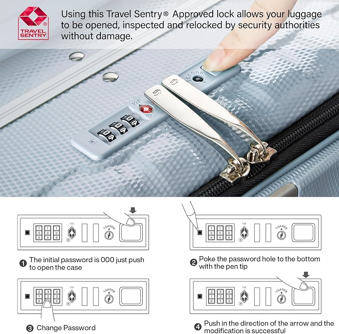 Hanke 24 Inch Checked Luggage Front Opening Rolling Suitcase Hard Sided Luggage