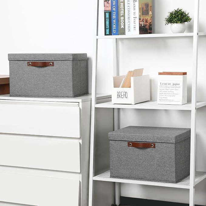 Temary Storage Bins with Lids 2-Pack Large Foldable Storage Baskets with Lid