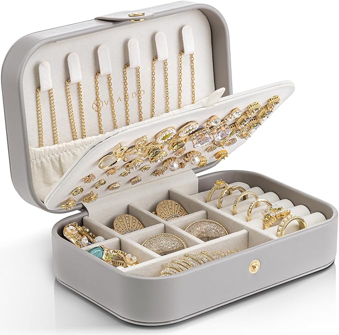 Vlando Travel Jewelry Case, PU Leather Travel Jewelry Box