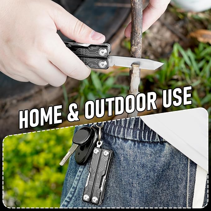 BIBURY Mini Keychain Multitool Scissors B12062B, 9 in 1 Multitool EDC Scissors