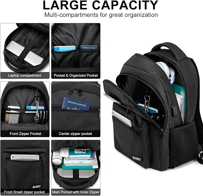 School Backpack for Teen Boys 15.6 Inch, USB Charging Port & Anti-Theft Water