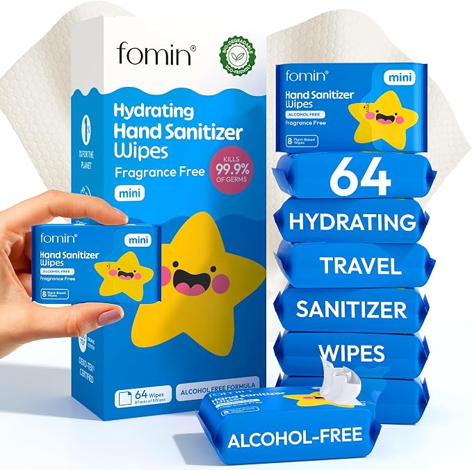 Fomin Mini Hand Sanitizer Wipes 8 Pack