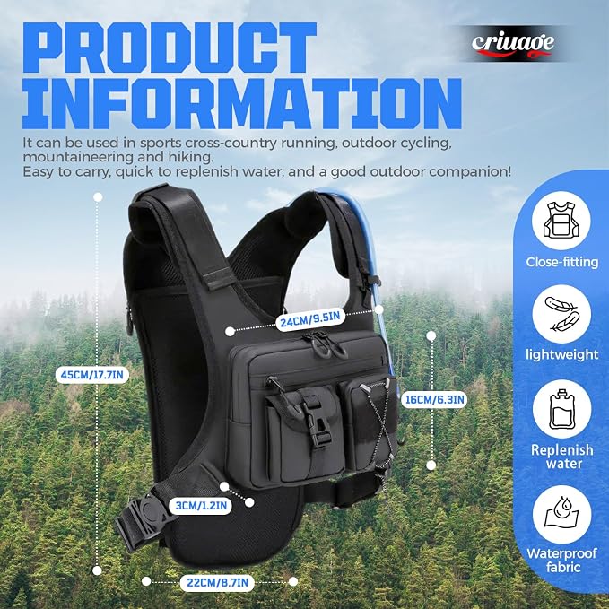 USA Original Patent Running Hydration Vest Backpack, Lightweight Chest Pack