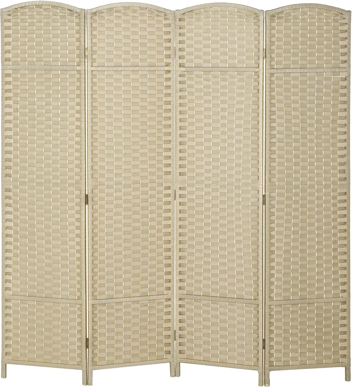 HOMCOM Room Divider, 4 Panel Folding Privacy Screen, 5.6' Tall Freestanding Partition for Home Office, Bedroom, Beige