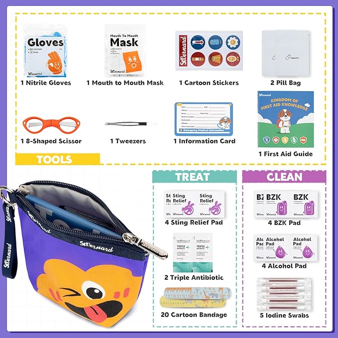 StBernard Kids First Aid Kit, EDC Mini Portable Medical Kit