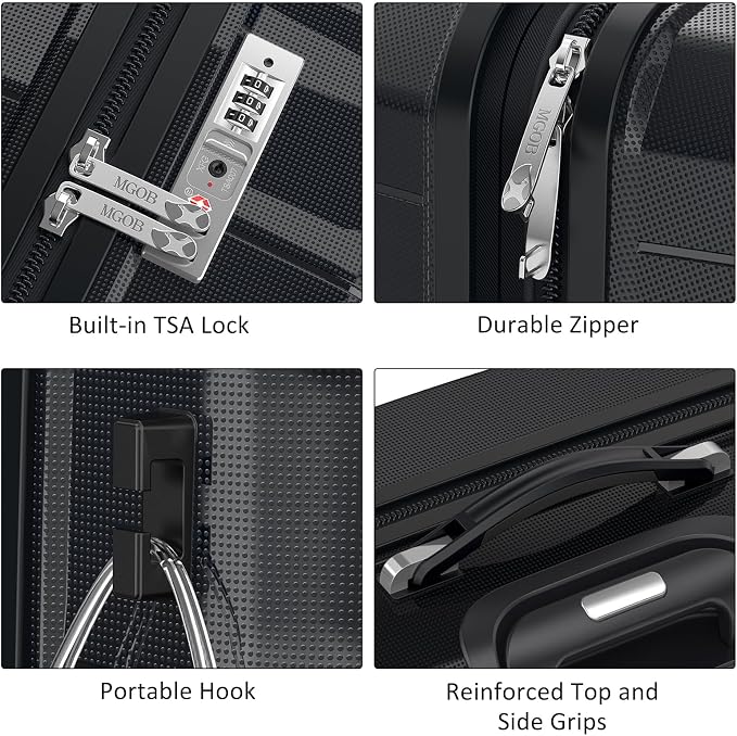 24 Inch Luggage with Spinner Wheels, Hard Shell Suitcase, Lightweight PP