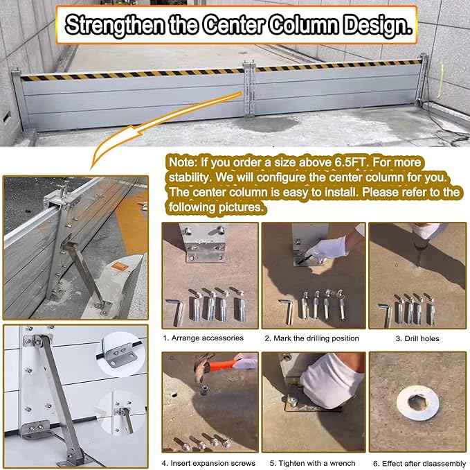 Reusable Flood Barrier, 3/4/5/6/7/8/9/10/11/12/13ft Long Heavy Duty Aluminum