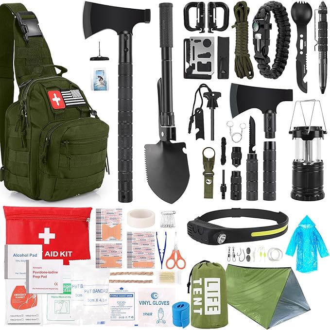 Survival Kit, Camping Axe, Crossbody Bag