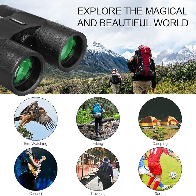 Astromania 10x42 Compact Binoculars -BK7 Prism -Gifts