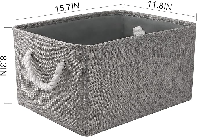 TheWarmHome Large Storage Bins Basket, 2 Pack Grey Fabric Storage Cubes