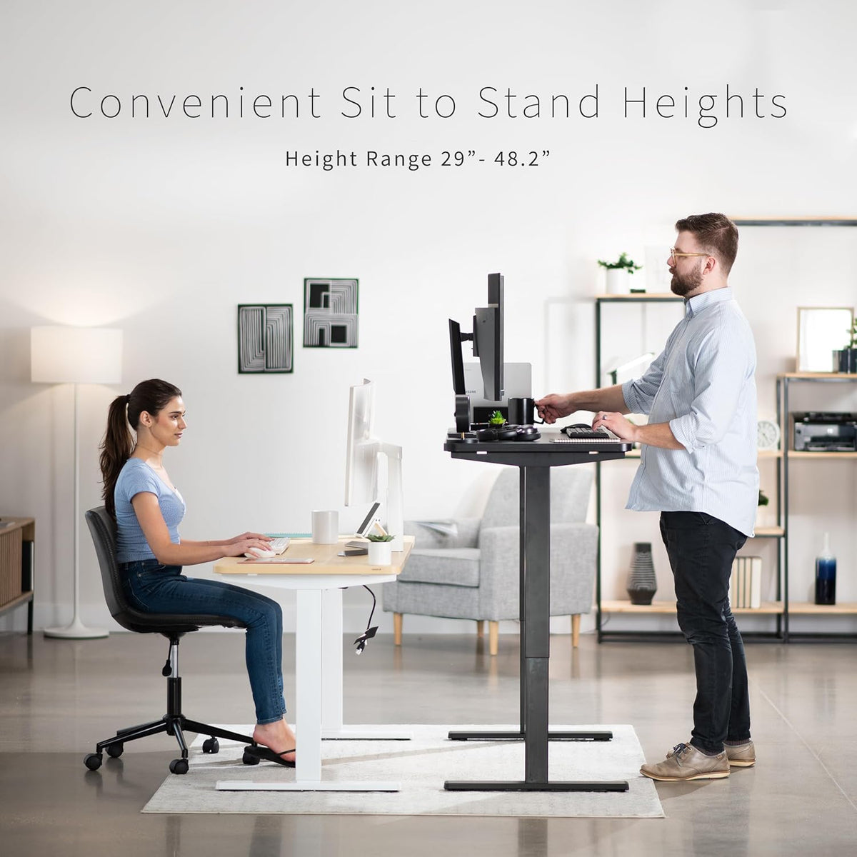 VIVO Electric Dry Erase 60 x 24 in Standing Desk, Memory Height Adjustment, 1B Series, Whiteboard Top Black Frame, DESK-KIT-1B6WE