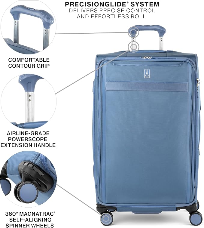 Travelpro VersaPack+ Lightweight Softside Expandable Checked Luggage, 8 Spinner