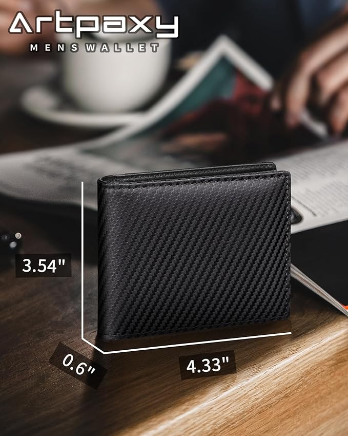 Mens Wallet Genuine Leather Bifold RFID Blocking Wallet
