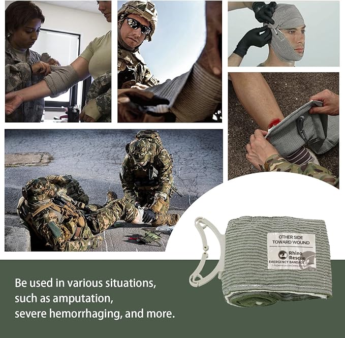 RHINO RESCUE 6" Israeli Style Emergency Bandage, Compression Trauma Wound