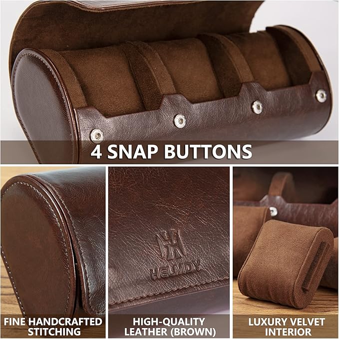 Watch Roll Travel Case: 3 Slot Watch Box Organizer