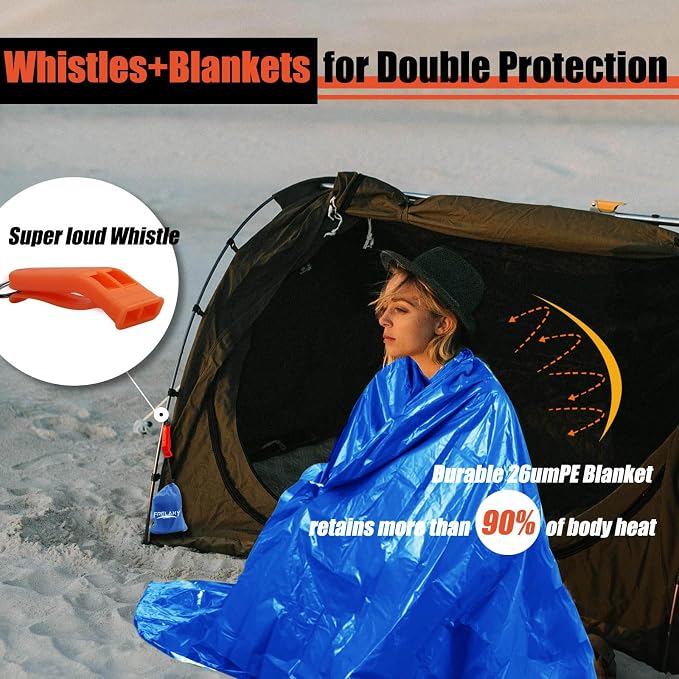 Frelaxy Emergency Blanket 2-Pack/4-Pack, Extra-Thick Extra-Large Space Blankets