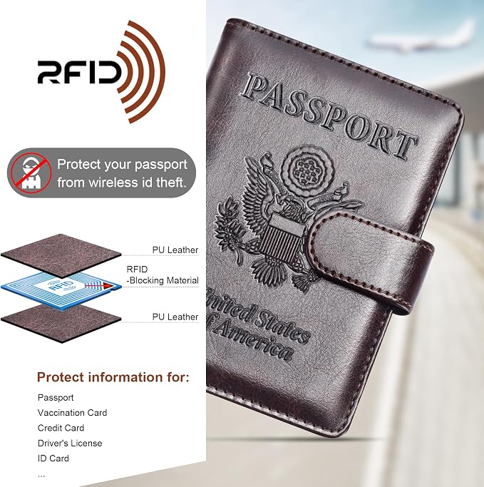 Herain Passport Holder for Travel Cruise Essentials, RFID Passports Book Card