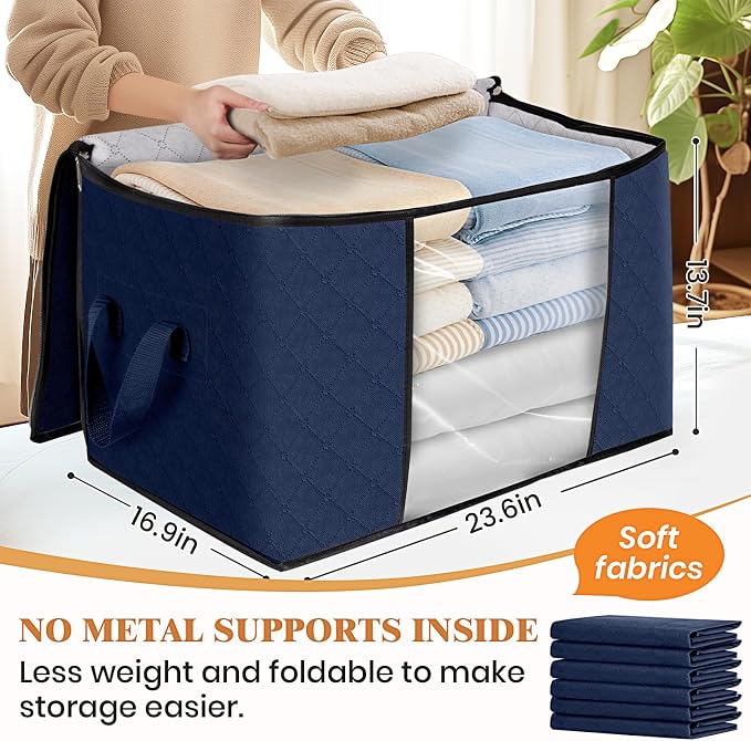 Fab totes 24 Gallons Clothes Storage, Foldable Thick Fabric Blanket Storage Bags