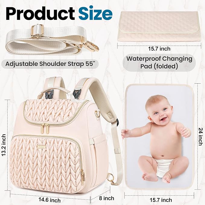 4 in 1 Convertible Diaper Bag Backpack, Waterproof Baby Diaper Bag