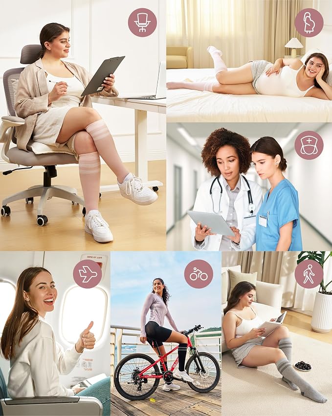 Momcozy Compression Socks for Women Wide Calf, 15-20mmHg Knee High Support