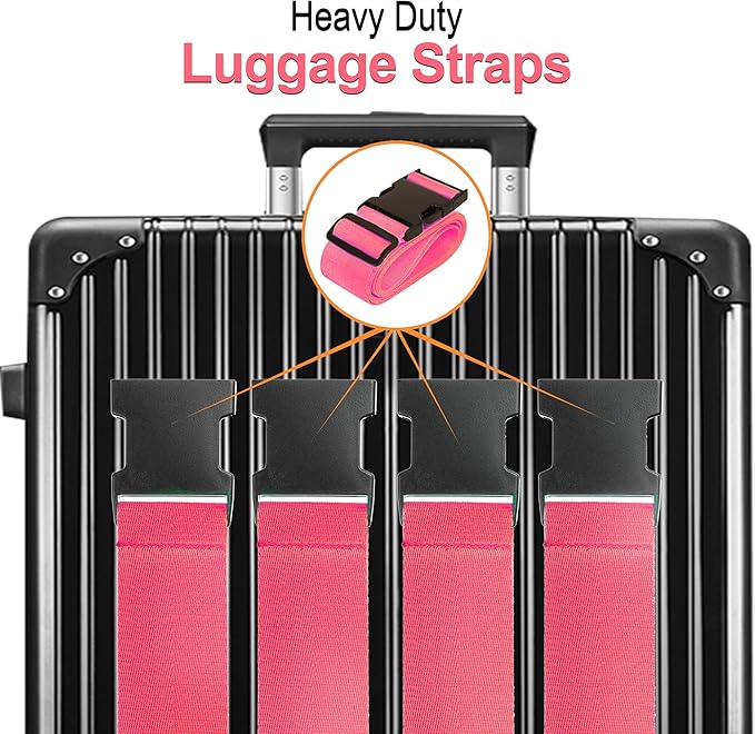 Luggage Straps for Suitcases TSA Approved Travel Belt 8 Pack by Chelmon